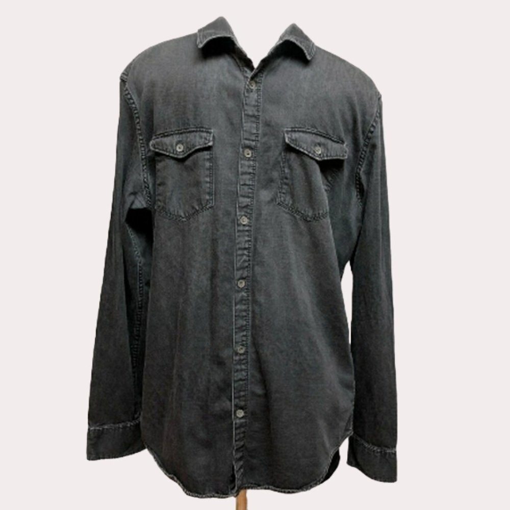 Calvin Klein Faded Black Button Up Shirt Med